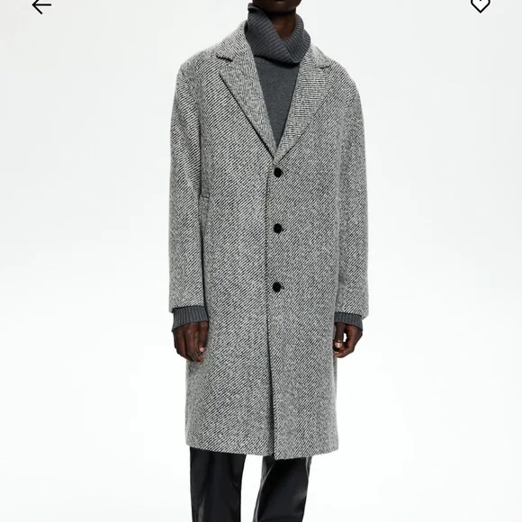 Mens Loose fit wool blend coat - Picture 3 of 4